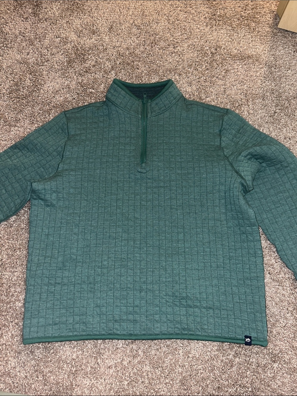 Southern Tide Men's Green Quarter-Zip Quilted Pullover Sweater